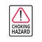 Choking hazard forbidden sign sticker not suitable for children under 3 years isolated on white background.