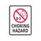 Choking warning hazard forbidden sign sticker not suitable for children under 3 years