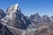 Cholatse mountain peak and small lake at base, Everest base camp trekking in Himalaya mountains range, Nepal