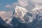 Cholatse mountain peak view from Gokyo Ri view point, Himalaya mountains range in Everest base camp trekking route, Nepal