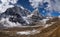 Cholatse peak and Pheriche Valley in Himalayas