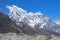 Cholatse and Taboche mountains in Himalayas. View from Ngozumpa glacier.