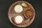 Chole Chawal or Chole Masala Rice with Boondi Raita, Indian dish