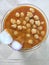 Chole receipe in a bowl. Chana masala receipe on plain background. Chickpeas receipe in a bowl.