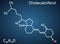 Cholecalciferol, colecalciferol, vitamin D3, C27H44O molecule. Structural chemical formula on the dark blue background