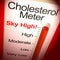 Cholesterol meter sky-high shows elevated blood pressure - 3d illustration