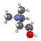 Choline essential nutrient molecule. 3D rendering.   Atoms are represented as spheres with conventional color coding: hydrogen (