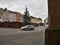 Chomutov, Czech republic - December 16, 2019: police car on Namesti 1. Maje square during Christmas