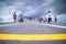 Chonburi / Thailand - July 30, 2018: People are walking and touring on HTMS Chakri Naruebet, the flagship and aircraft carrier