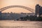 Chongqing arched road bridge at sunset