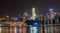 Chongqing, China - Dec 22, 2019: Night neon light pano view of historic architecture in Hongya Dong cave by river