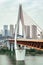Chongqing, China - Dec 22, 2019: Qian si men suspension bridge tower over Jialing river