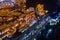 Chongqing, China - July 23, 2019: Hongya cave in Chongqing with modern skyline and skyscrapers in the background