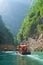 Chongqing, China - May 2019: Cruising through Less Three Gorge in Yangtze River in Chongqing, China