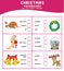 Choose the correct answer. Christmas elements vocabulary. Worksheet for preschool. Word test for kids.