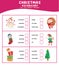 Choose the correct answer. Christmas elements vocabulary. Worksheet for preschool. Word test for kids.
