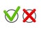 Choose mark, check mark icon, red and green