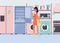 Choose refrigerator flat color vector illustration