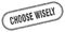 Choose wisely stamp. rounded grunge textured sign. Label
