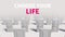 Choose your life. Rows of white wooden closed doors. There are many ways to choose. Choice, business and success concept. Moving