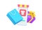 Choosing goods online store smartphone website application awning shopping bag and gift box 3d icon