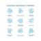 Choosing insurance company turquoise concept icons set