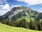 Chopfenberg or Choepfenberg Mountain above the valley Wagital or Waegital and alpine Lake Wagitalersee Waegitalersee, Innerthal