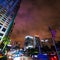 Chopin Plaza in Miami on a cloudy night