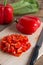 Chopped bell pepper.