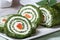 Chopped green spinach roll filled and cream cheese