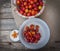 Chopped plum slices in a bowl for cooking jam