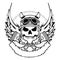 Chopper biker skull emblem crest tattoo illustration