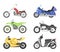 Chopper, cruiser sport bike and others types of motorcycles. Vector illustration set isolate on white background