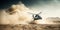 Chopper Through the Fire Aerial Battle in the Desert. Generative AI
