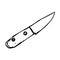 Chopper sketch of a small knife with a small blade black white isolated on a white background outline drawing. Ink and ink