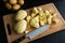 Chopping Peeled Yukon Gold Potatoes