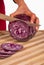 Chopping red cabbage