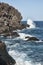 Choppy waves hitting the volcanic rough eastern coast of the island at Montana de la Mar, Tenerife, Canary Islands