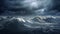 Choppy waves rage beneath menacing storm clouds above.AI Generated