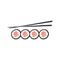 Chopstick and sushi logo