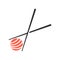 Chopstick and sushi logo