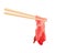 A chopsticks holding sliced beef . Anime authentic food illustration .