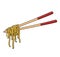 Chopsticks and noodles illustration on white background