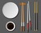 Chopsticks plates. Realistic table setting top view, Traditional japanese or chinese cuisine, wooden cutlery, plate and