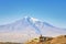 Chor Virap monastery in front of mount Ararat, Ararat province, Armenia