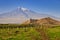 Chor Virap monastery in front of mount Ararat, Ararat province, Armenia