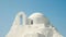 CHORA, MYKONOS, GREECE- SEPTEMBER,13, 2016: close up of the panagia paraportiani church on the greek island of mykonos