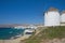 Chora village Windmills - Mykonos Cyclades island - Aegean sea - Greece