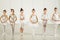 Choreographic dance ballet of pretty caucasian children in studio