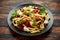 Chorizo, Penne pasta with creamy ricotta cheese on plate